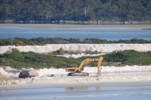 Dredging to remove 215,000 cubic metres of sand from Blanche Beach near St Helens | Photographer: | Rose Grant