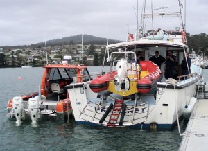 RV Larapuna in her Cradle aboard the Freycinet