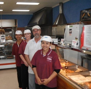 Jess, Kylie, Bob and Tha (L - R) ay St Helens Bakery