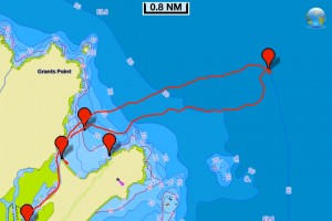 Chart showing track of rescue mission.