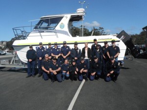 L-R: Tasmania Police Northern Division Marine Services, Bec White MHA , St Helens Marine rescue crew