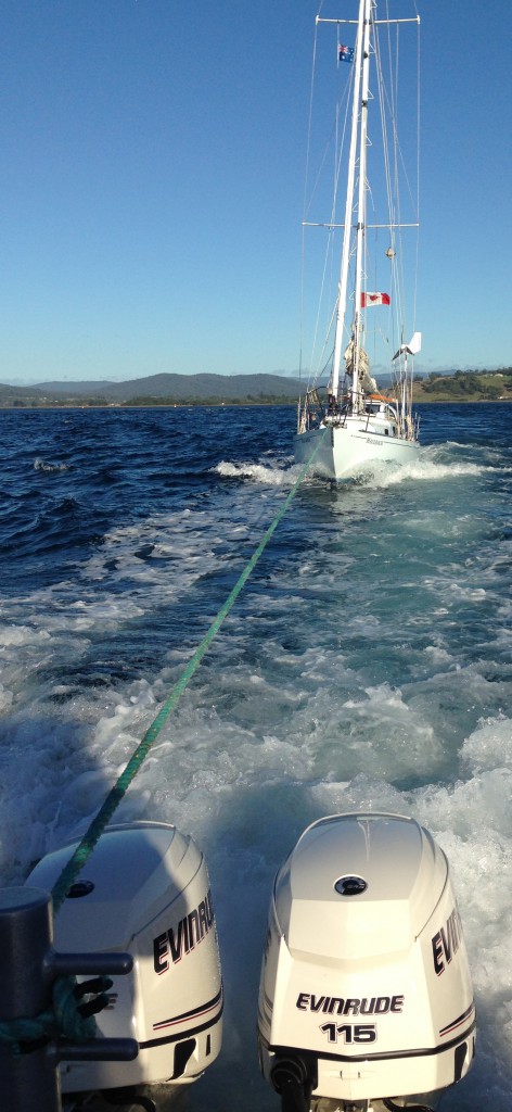 Haulback under tow through the Channel towards the barway