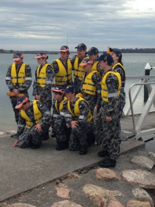 Cadets assemble at the St Helens Marina prior to boarding Freycinet