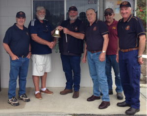 Sea Guardian Bell presentation by President John Dearing to John Brauer  in the company of Trevor Preece, Ken Clark, Jim Imlach and John Sullivan