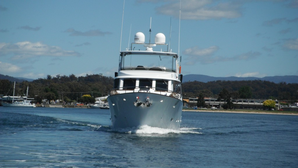 Patriot X Follows our escort through the mid channel of Georges Bay