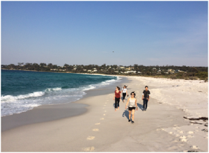 University of Tas 2nd Year Medical Students walk the pristine Binalong Bay beach