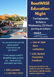 Boatwise Evening at 6:00 pm, Wednesday 21st March.